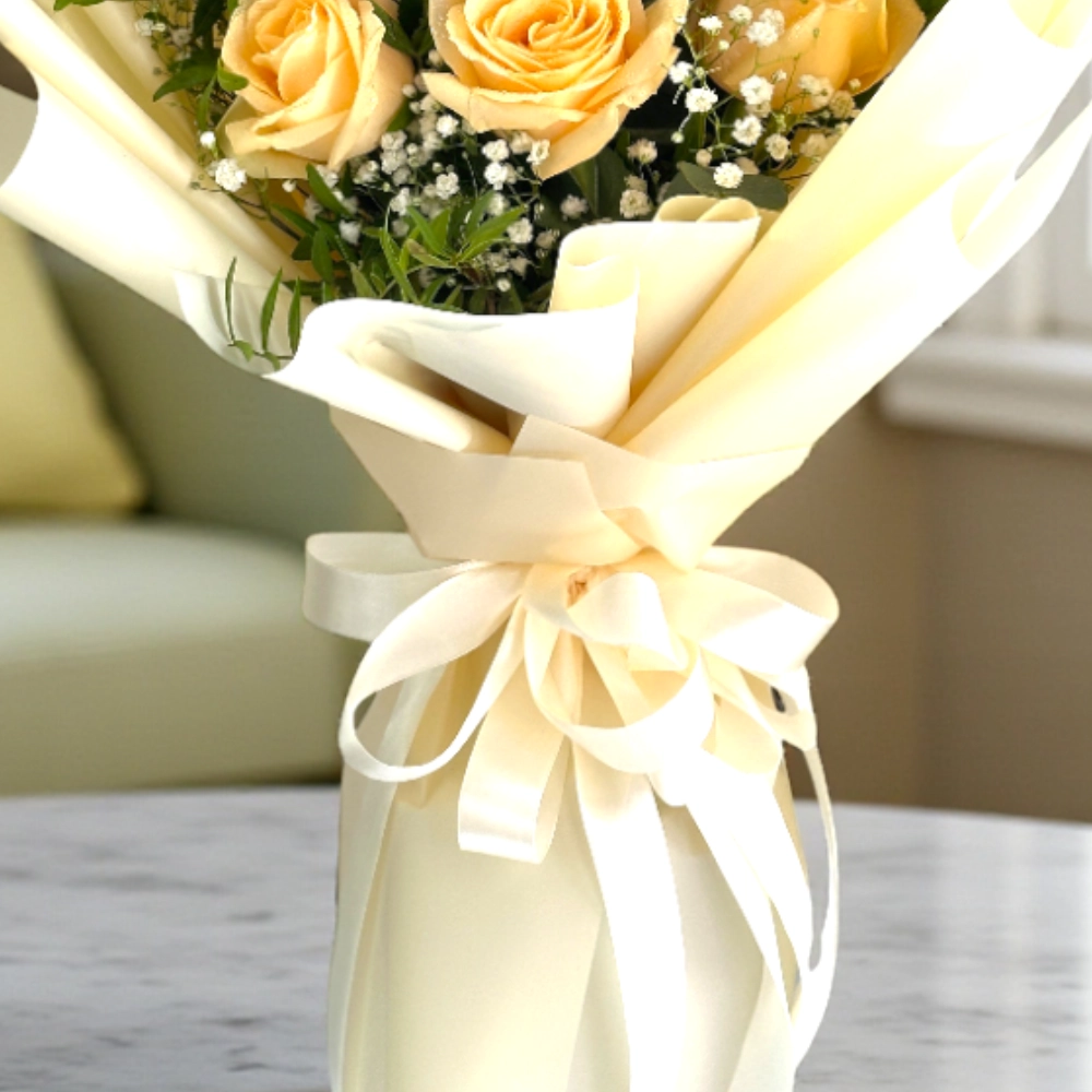 10 peach rose bouquet