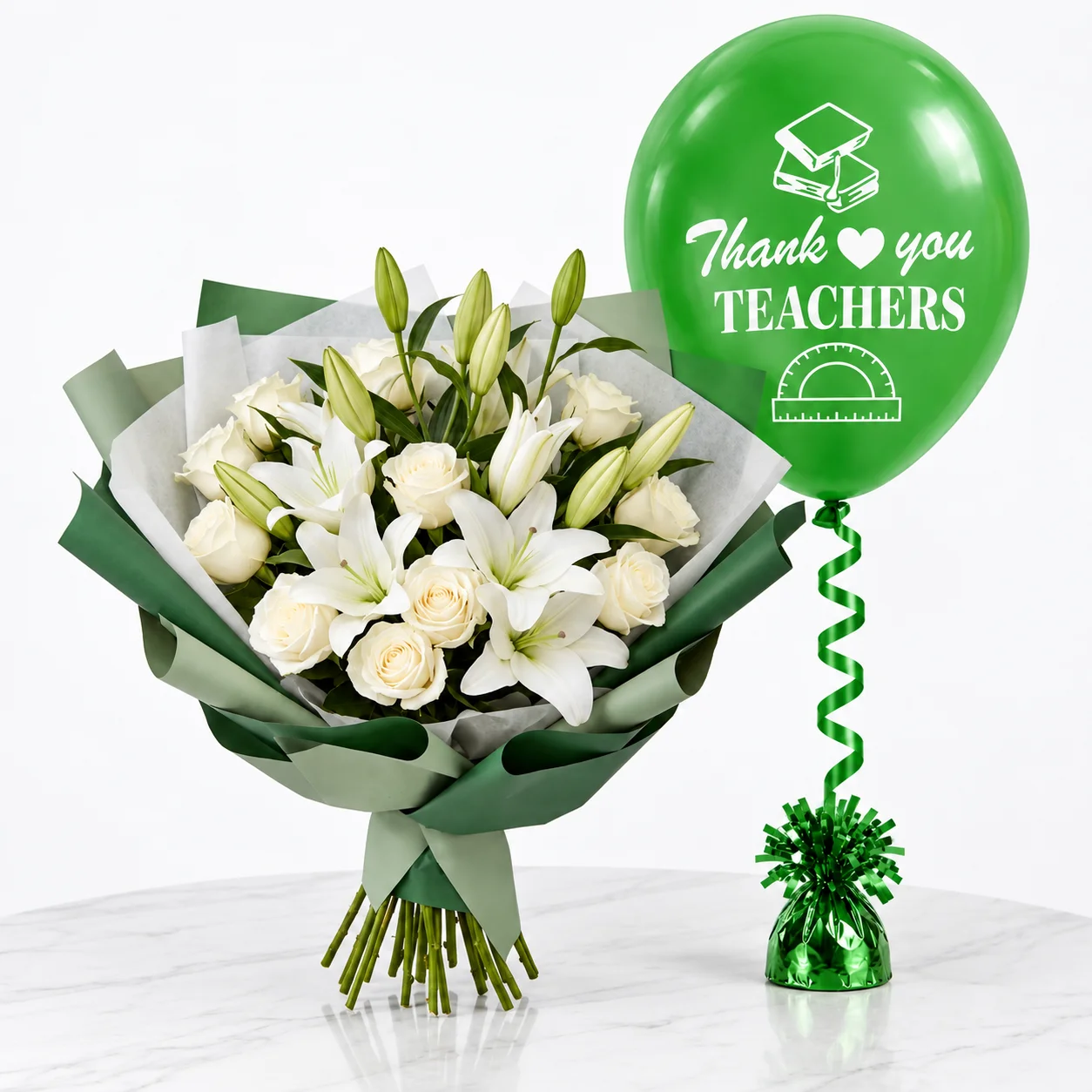 11-White-Roses-&-4-Lilies-Teacher-Combo-2