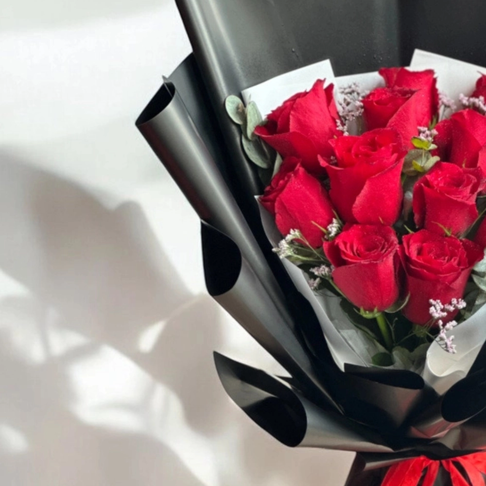 A bouquet of 11 red roses nice wrapping