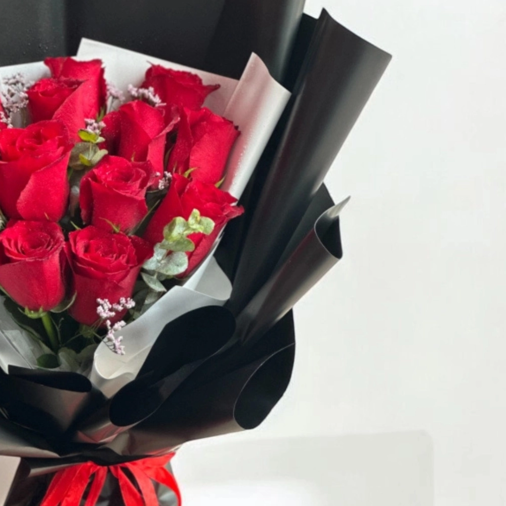 A bouquet of 11 red roses nice wrapping