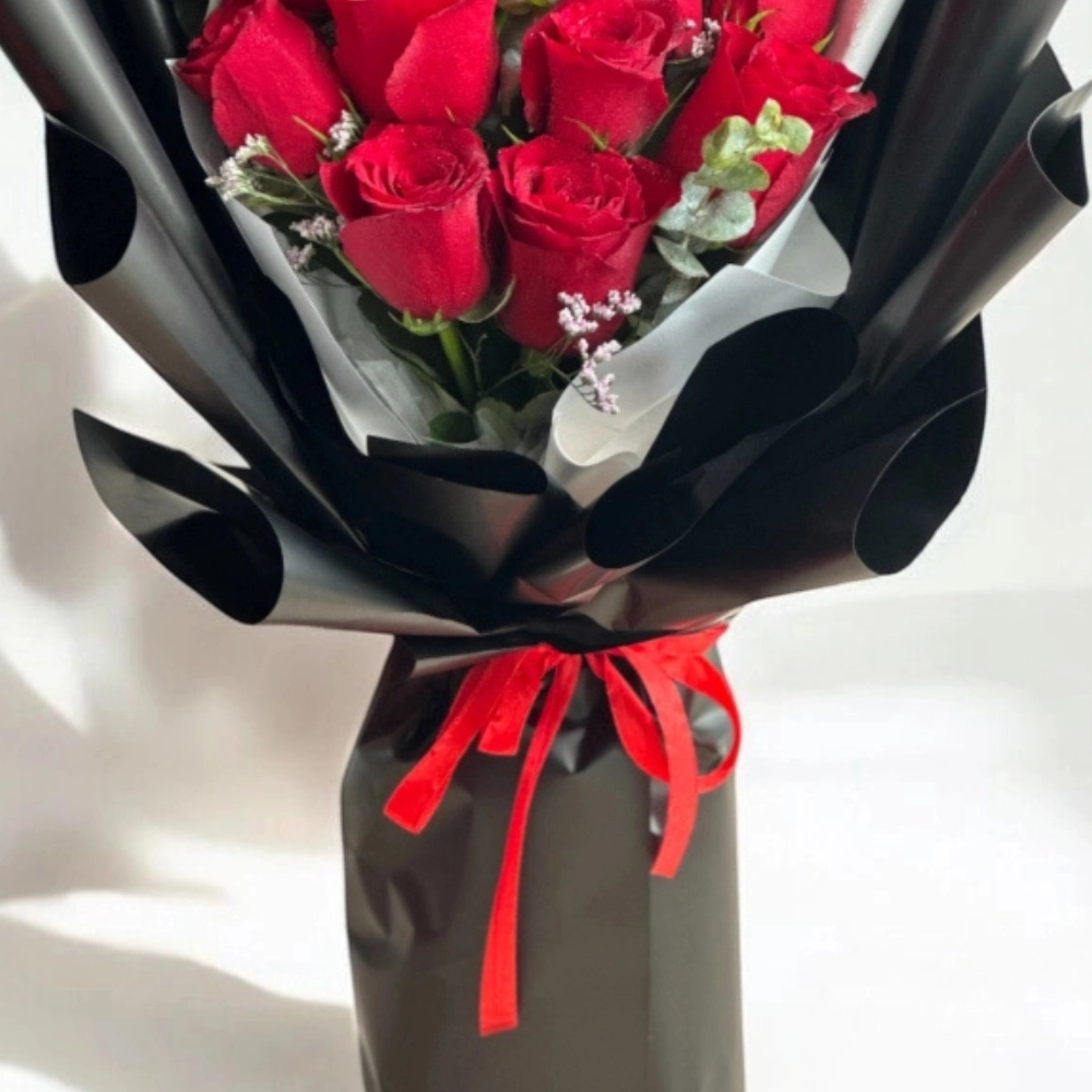 A bouquet of 11 red roses nice wrapping