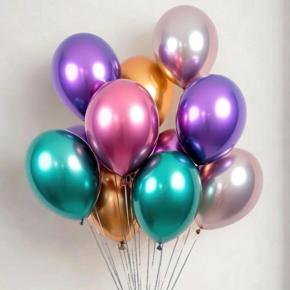 12 vibrant mixed colour latex balloons in bright and pastel shades for birthdays, parties, festivals, and event decorations