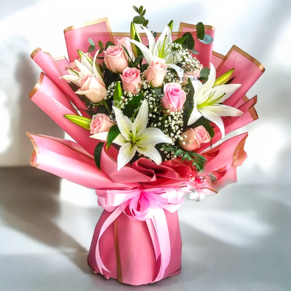 Pink Roses and Lilies