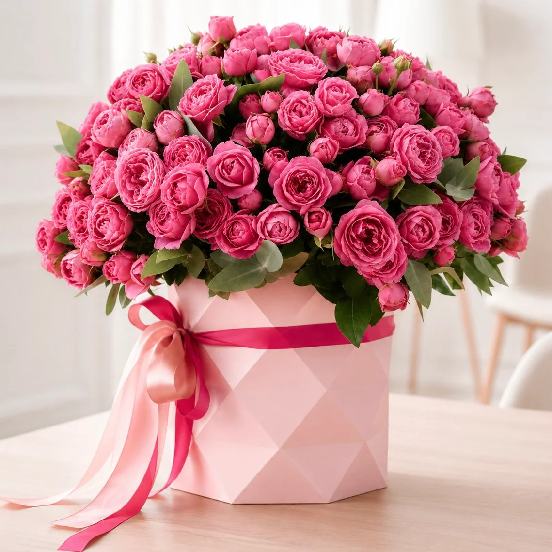 Pink Peony Roses Luxury Box