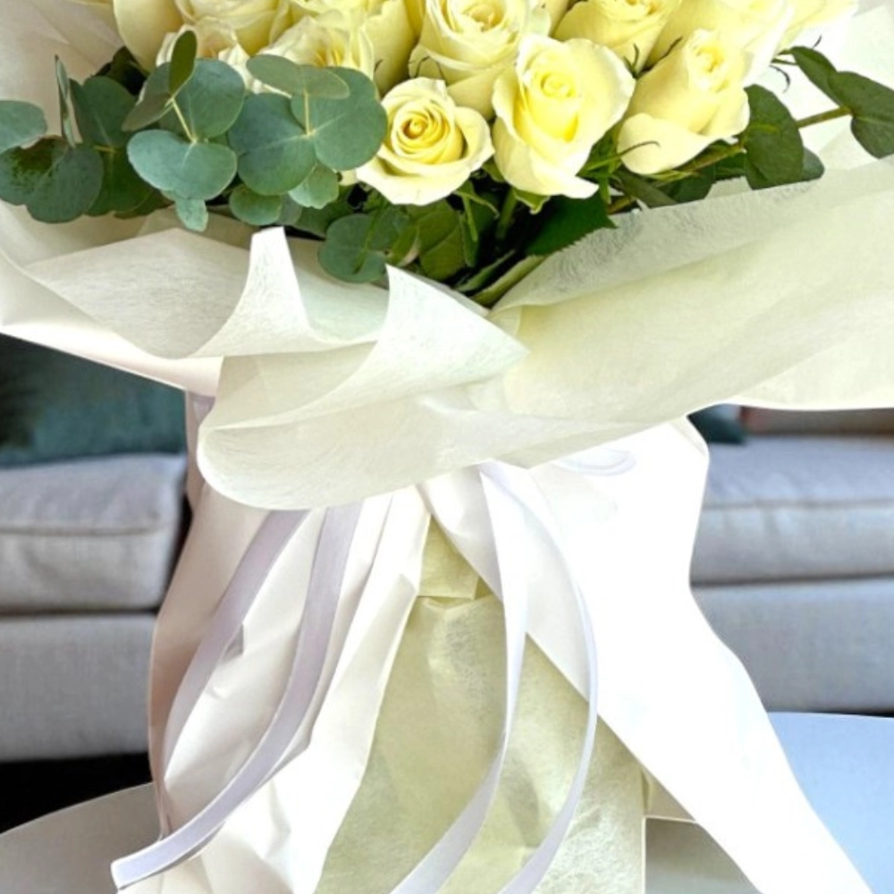 A Bouquet of 50 white roses in a nice wrapping