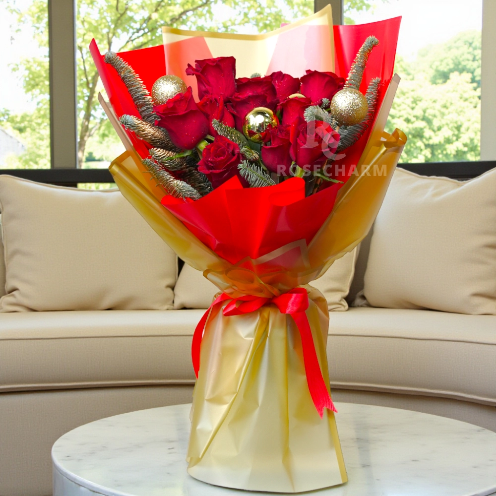 Christmas Gold Ball Flower Bouquet
