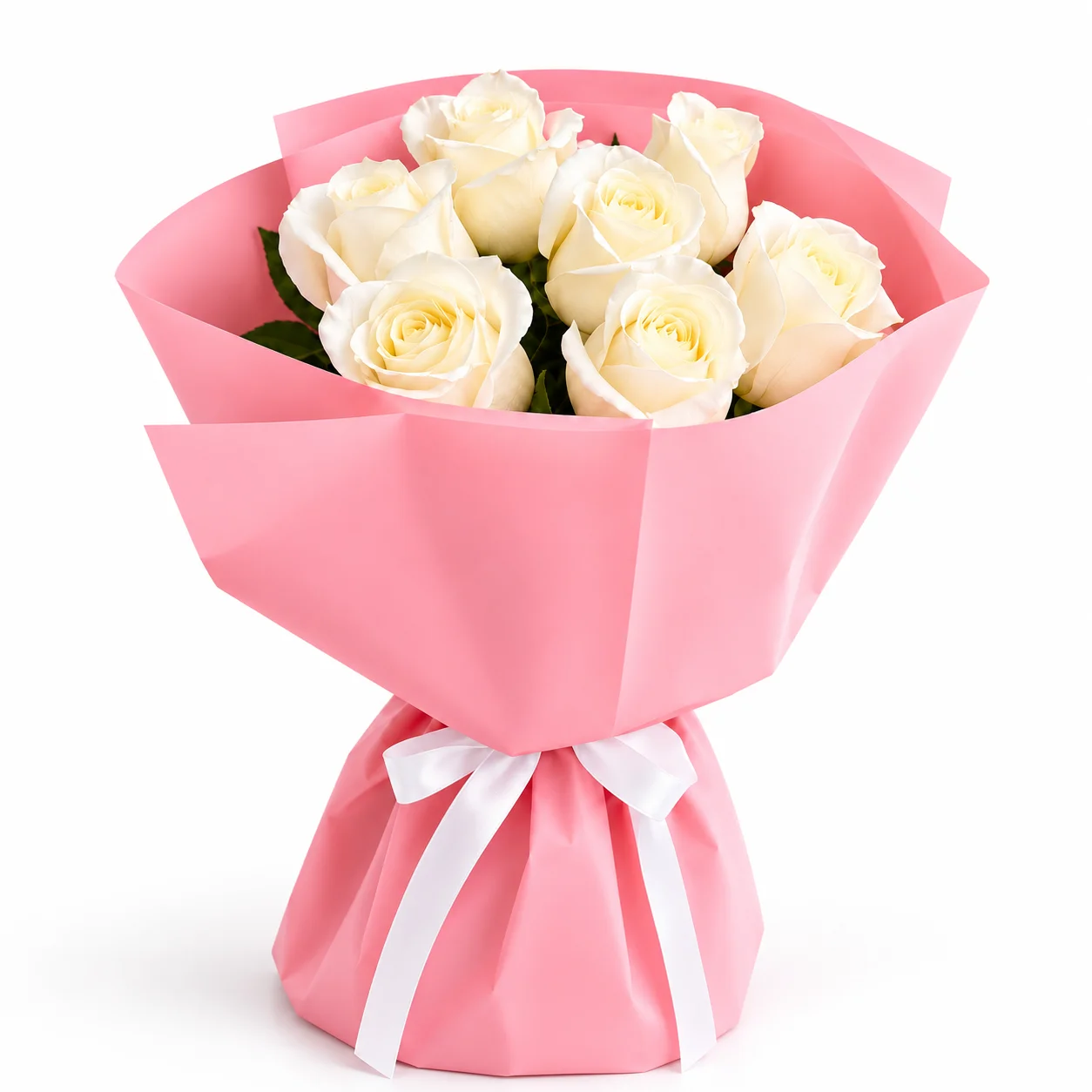 7 fresh white rose bouquet for teacher appreciation and Teachers Day celebration gift