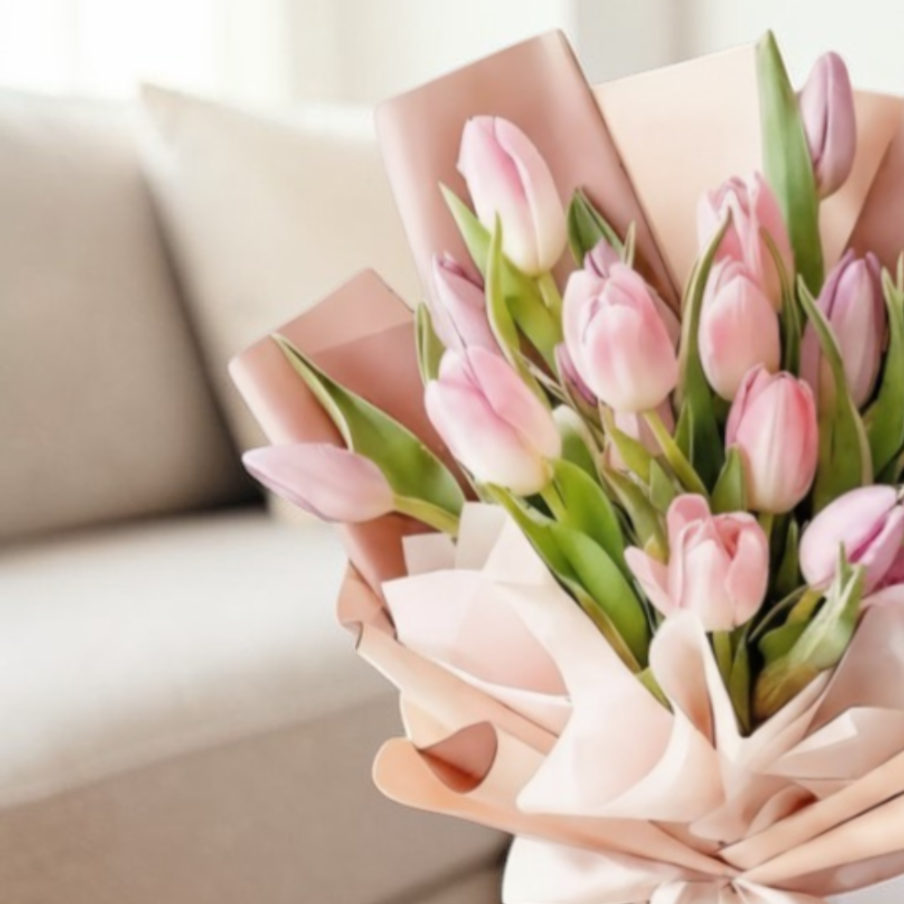 20 pink tulips bouquet