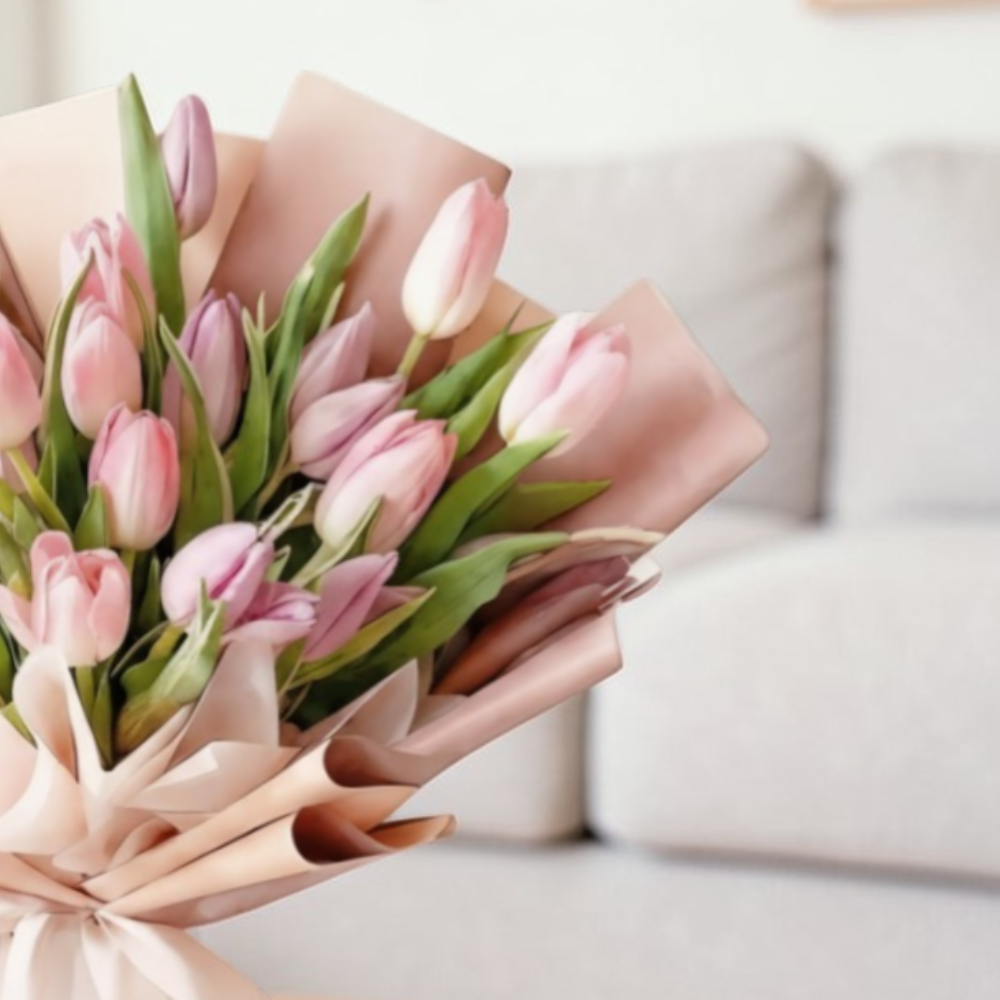 20 pink tulips bouquet
