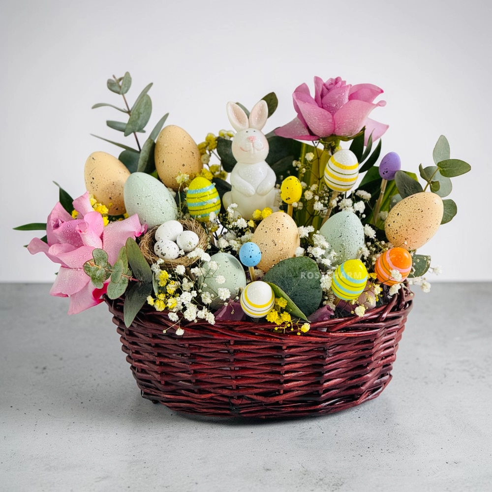 Easter Bunny Egg Nest Flower Basket