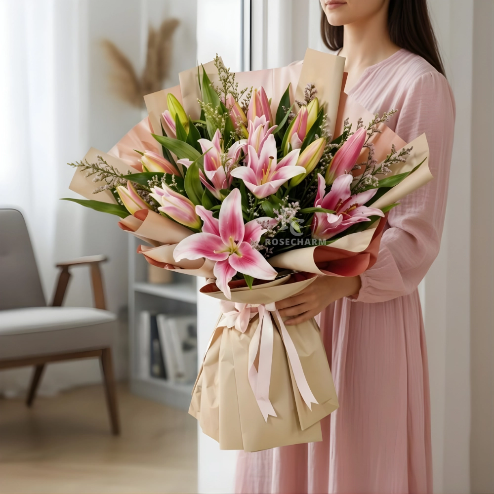 Elegant-Pink-Lily-Bouquet
