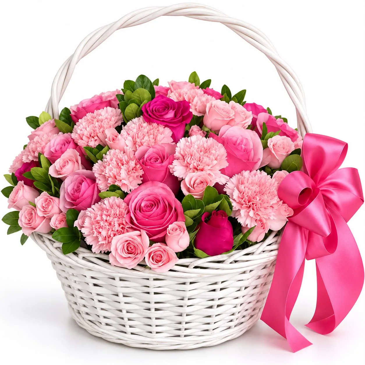 carnations and delicate white spray roses by RoseCharmFlowers