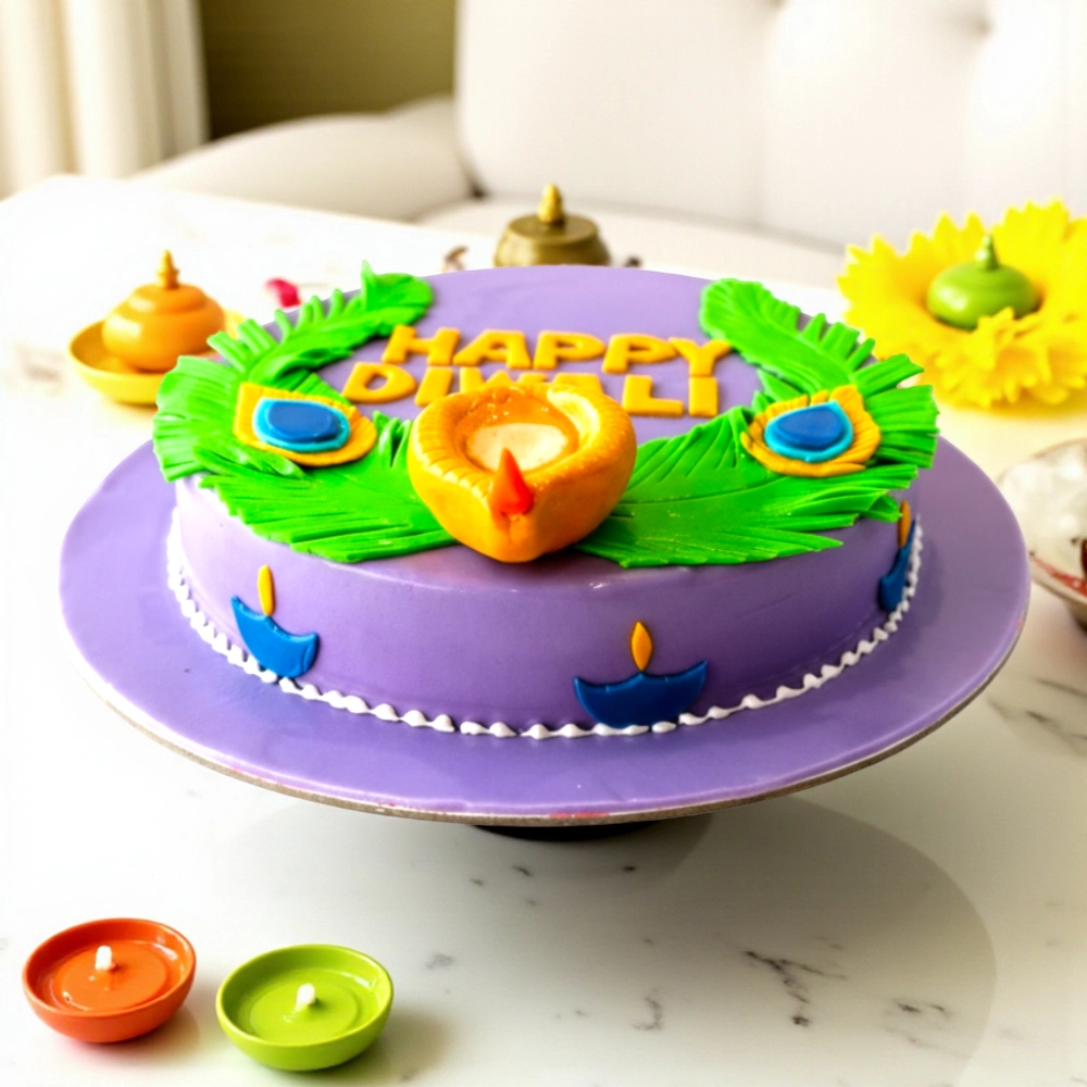 2 Kg Peacock feather diwali cake
