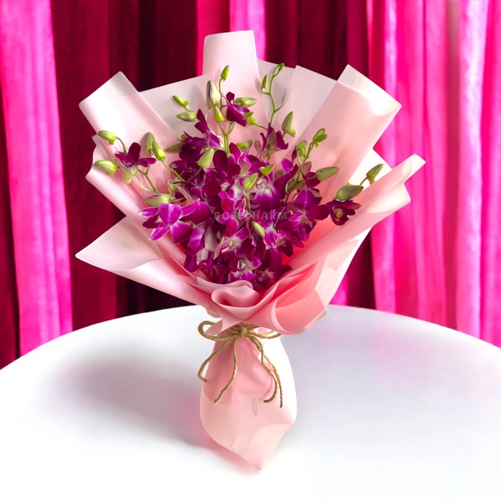 Bouquet of pink dendrobium orchids
