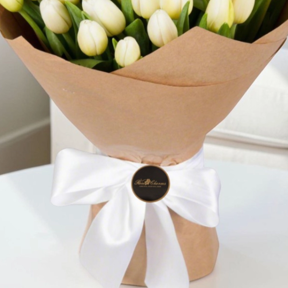 50 white tulips bouquet