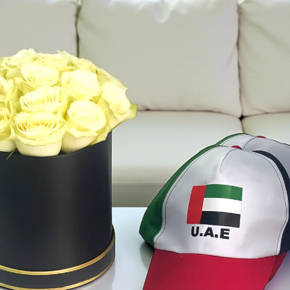 UAE National Day White Roses In Box