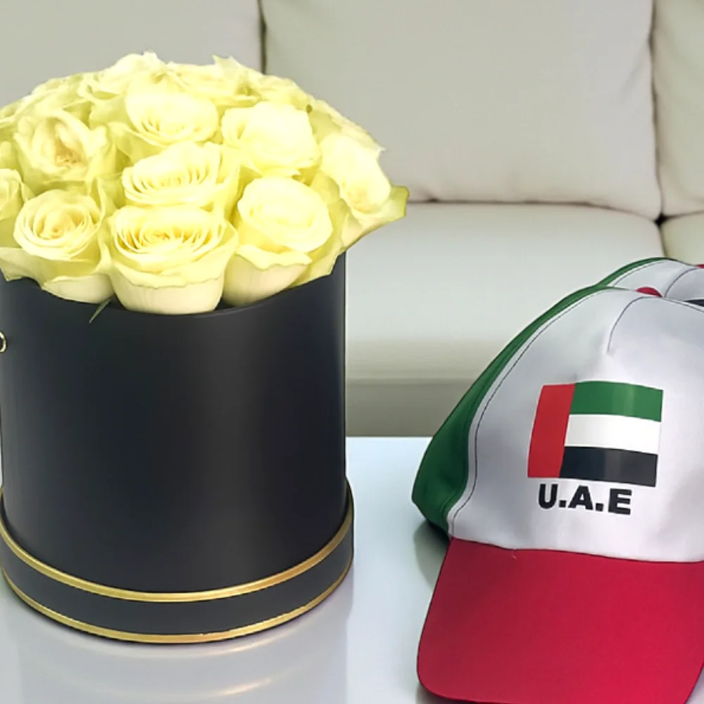 UAE National Day White Roses In Box