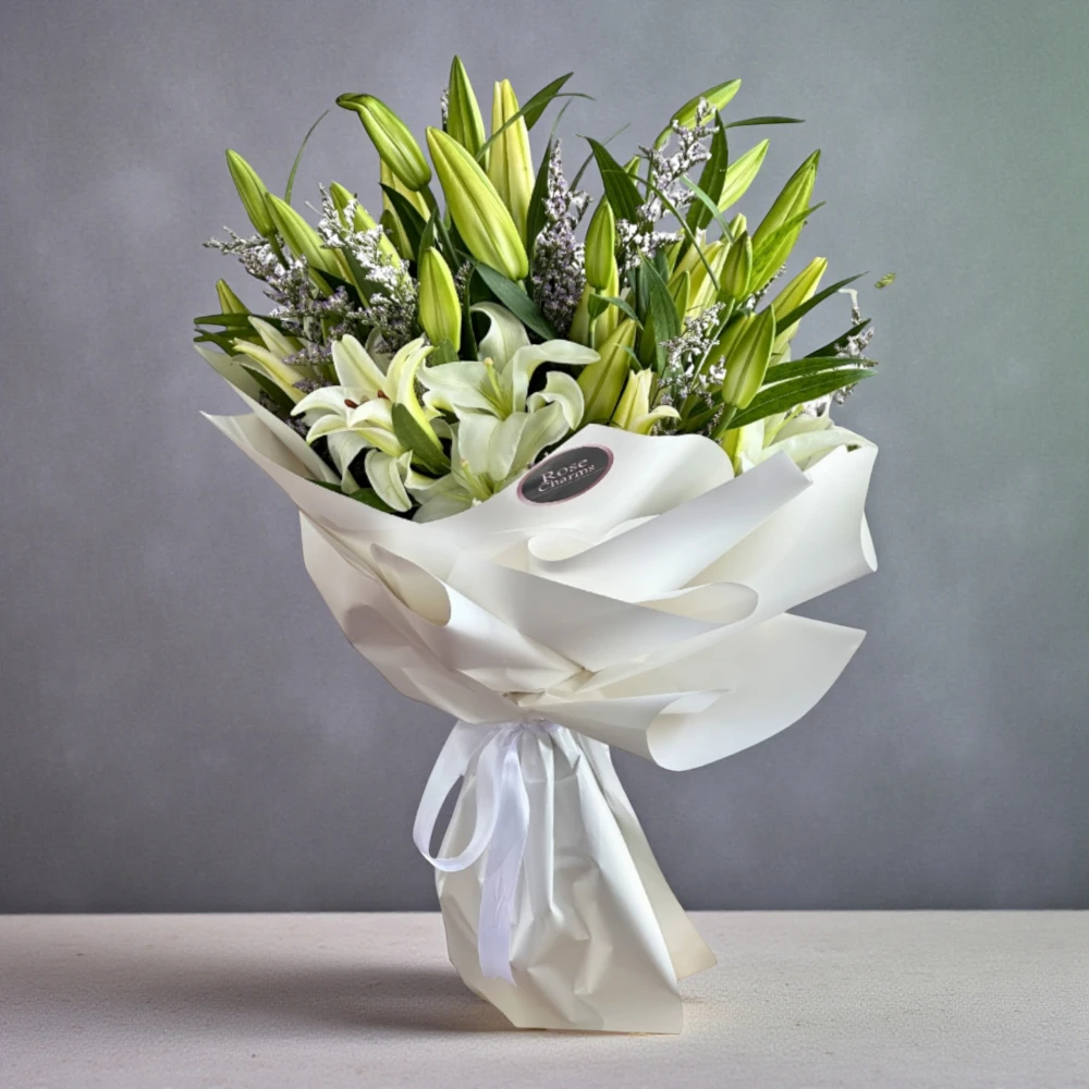 10 White Lilies (Monthly Subscription)