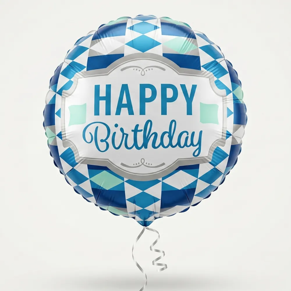 Colorful Happy Birthday Wishes Balloon with vibrant light blue design for birthday parties and surprise celebrations