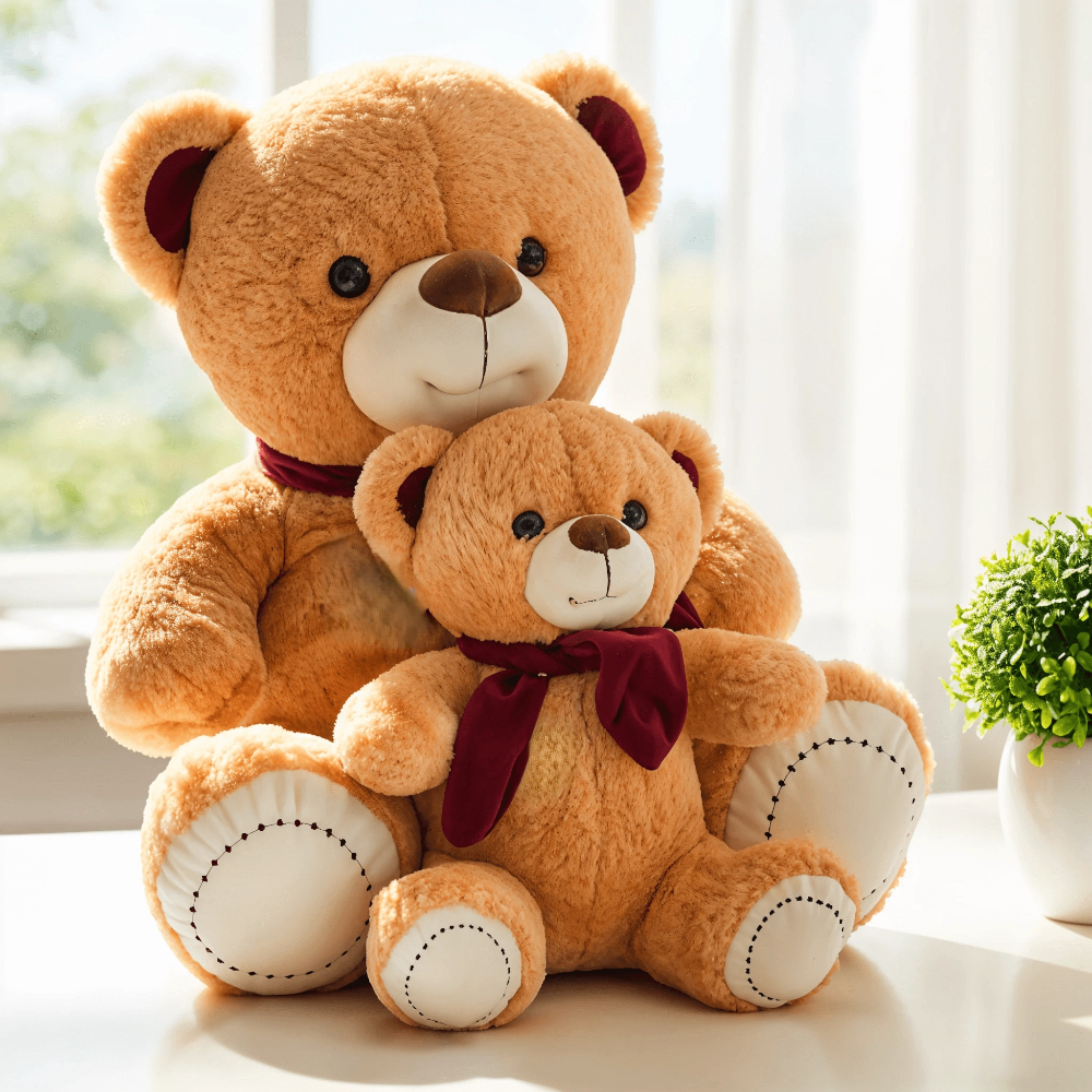 small and medium brown teddy