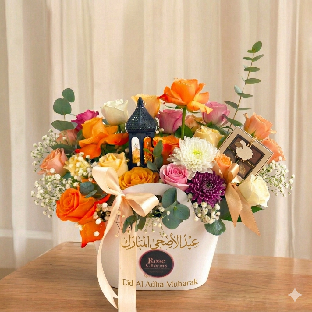 Luxury Eid Al Adha Mixed Roses Light Bag Arrangement