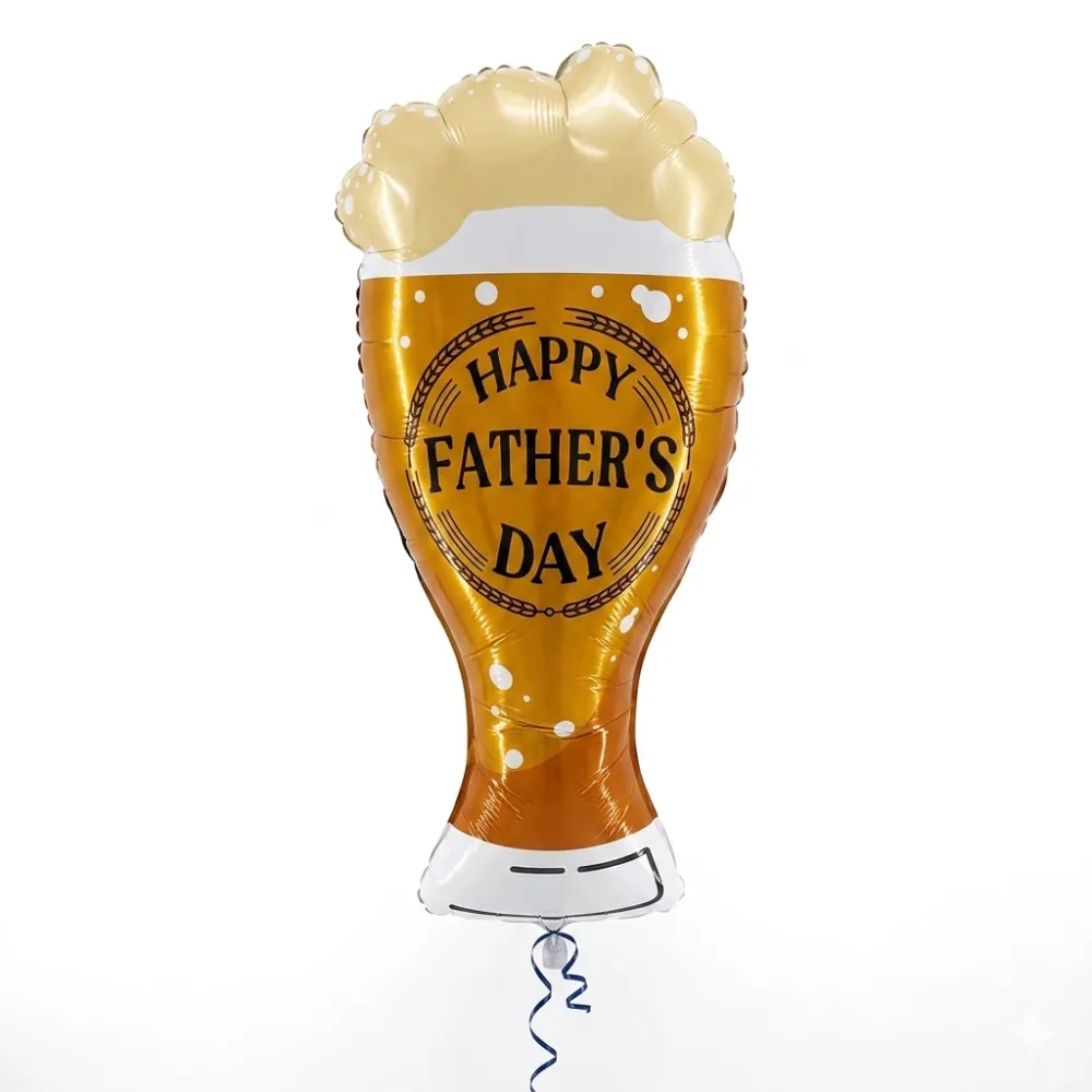 Beer mug shaped Happy Father's Day foil balloon perfect for adding fun to Father's Day celebrations