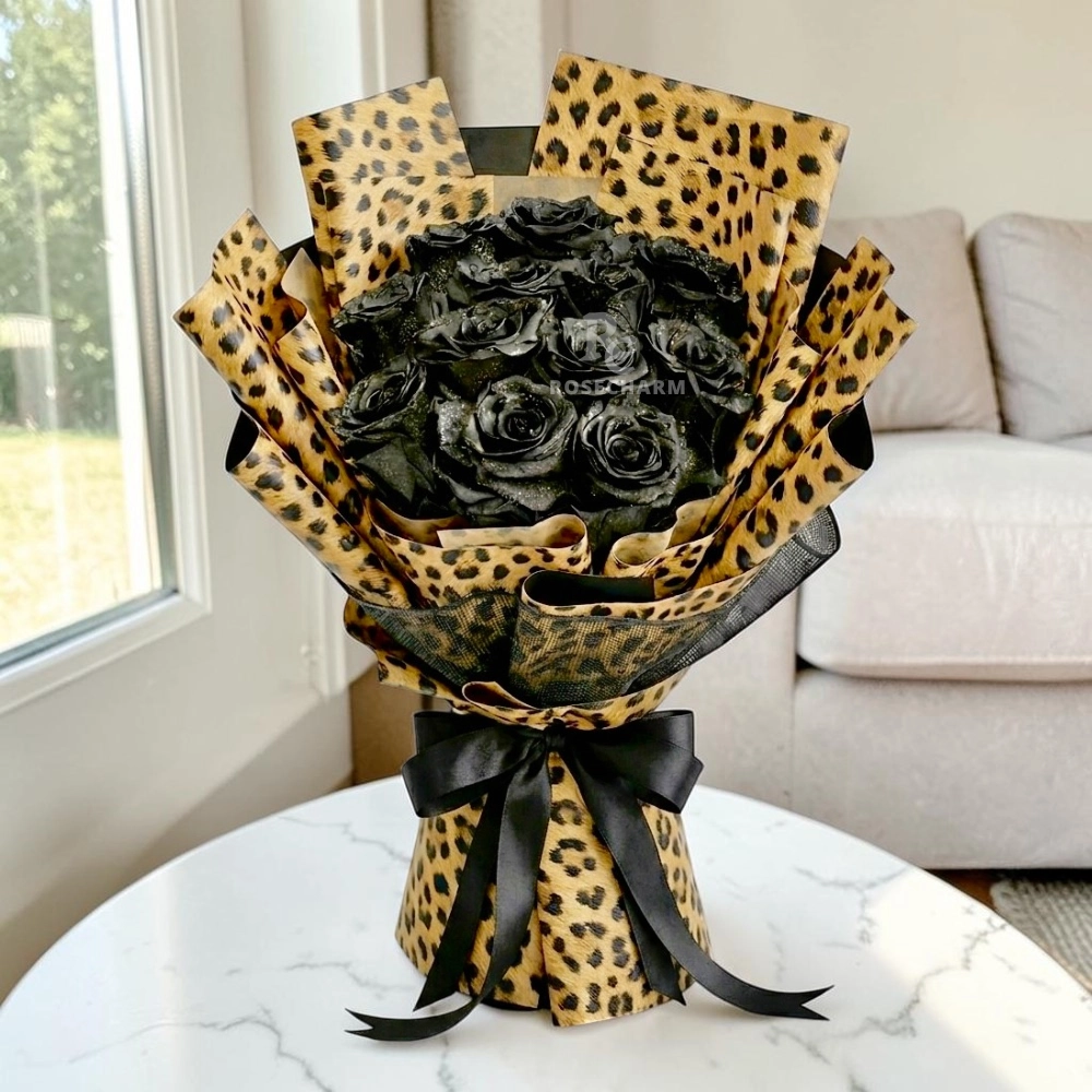 mothers-day-11-black-rose-luxury-bouquet-cheetah-wrap-2