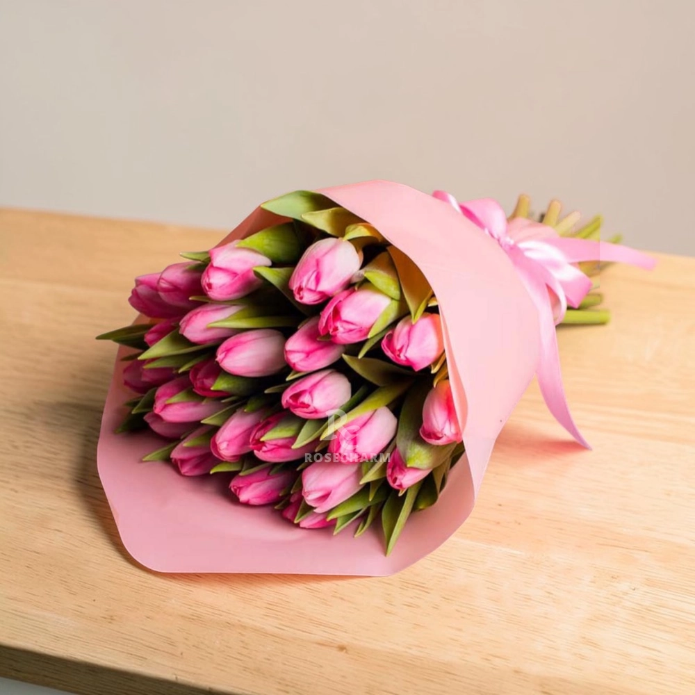 20 pink tulips bouquet