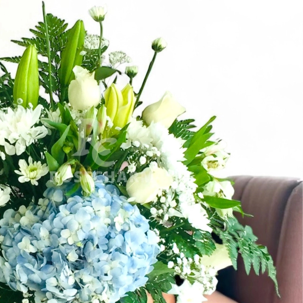 blue hydrangea in a vase