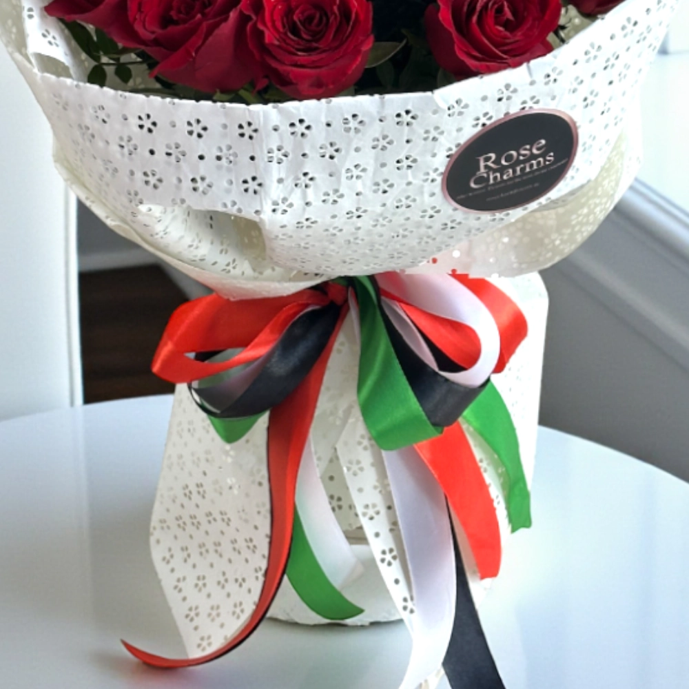 Bouquet of 20 roses in the iconic colors of the UAE flag