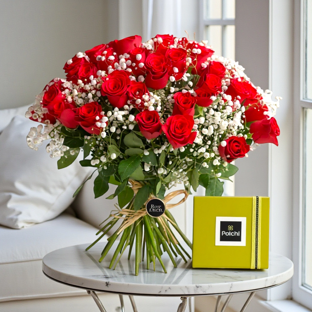 30 Red Rose and 250gm Patchi Chocolate Combo